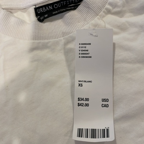 NWT Urban Outfitters Woman T-shirt with Adjustable Sides White XS-TP - Picture 10 of 10